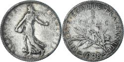World Coins - Coin, France, Semeuse, Franc, 1908, Paris, , Silver, KM:844.1