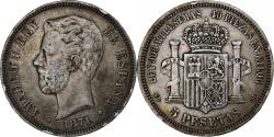 World Coins - Spain, Amadeao I, 5 Pesetas, 1871, Madrid, Silver, , KM:666