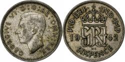 World Coins - Great Britain, George VI, 6 Pence, 1942, Silver, , KM:852