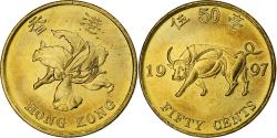 World Coins - Hong Kong, 50 Cents, 1997, Brass plated steel, , KM:74