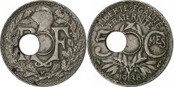 World Coins - France, 5 Centimes, Lindauer, 1938, Paris, Trou Décentré, Copper-nickel
