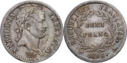 World Coins - France, Napoleon I, 1/2 Franc, 1808, Paris, Silver, , Gadoury:398