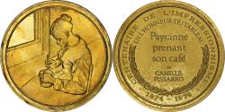 World Coins - France, Medal, Jeune paysanne prenant son café, Camille Pissarro, Vermeil