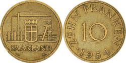 World Coins - Coin, SAARLAND, 10 Franken, 1954, Paris, , Aluminum-Bronze, KM:1