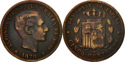 World Coins - Coin, Spain, Alfonso XII, 5 Centimos, 1878, Madrid, , Bronze, KM:674