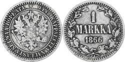 World Coins - Finland, Alexander II, Markka, 1866, Helsinki, , Silver, KM:3.1