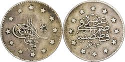 World Coins - Ottoman Empire, Abdul Hamid II, 1 Kurush, AH 1293/1876, Constantinople, Silver