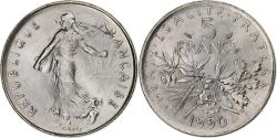 World Coins - France, 5 Francs, Semeuse, 1990, Paris, Nickel Clad Copper-Nickel,