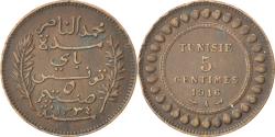 World Coins - Tunisia, Muhammad al-Nasir Bey, 5 Centimes, 1916, Paris, Bronze,