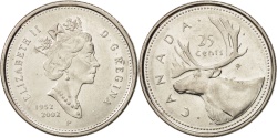 World Coins - Canada, Elizabeth II, 25 Cents, 2002, Royal Canadian Mint, , Nickel
