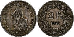 World Coins - Switzerland, 2 Francs, Helvetia, 1943, Bern, Silver, , KM:21