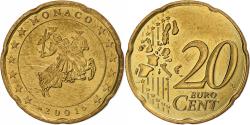 World Coins - France, Rainier III, 20 Euro Cent, 2001, Paris, Nordic gold, , KM:171