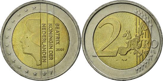 Netherlands, 2 Euro, 2001, , Bi-Metallic, KM:241 | European Coins