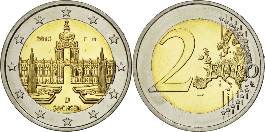 Germany, 2 Euro, Sachsen, 2016, , Bi-Metallic | European Coins