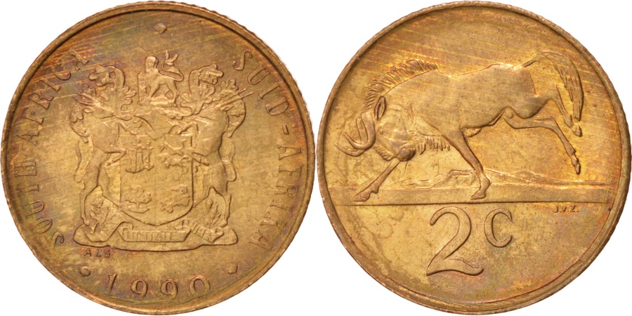 World Coins - SOUTH AFRICA, 2 Cents, 1990, KM #83, , Bronze, 22.45, 4.02
