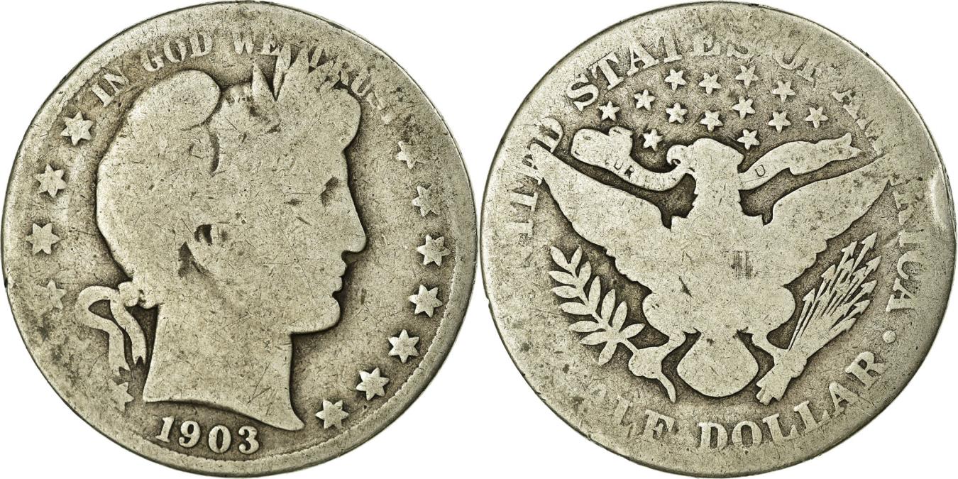 バーバー　ハーフダラー 一点物】バーバー ハーフダラー1907年号 3枚セット / Barber Half