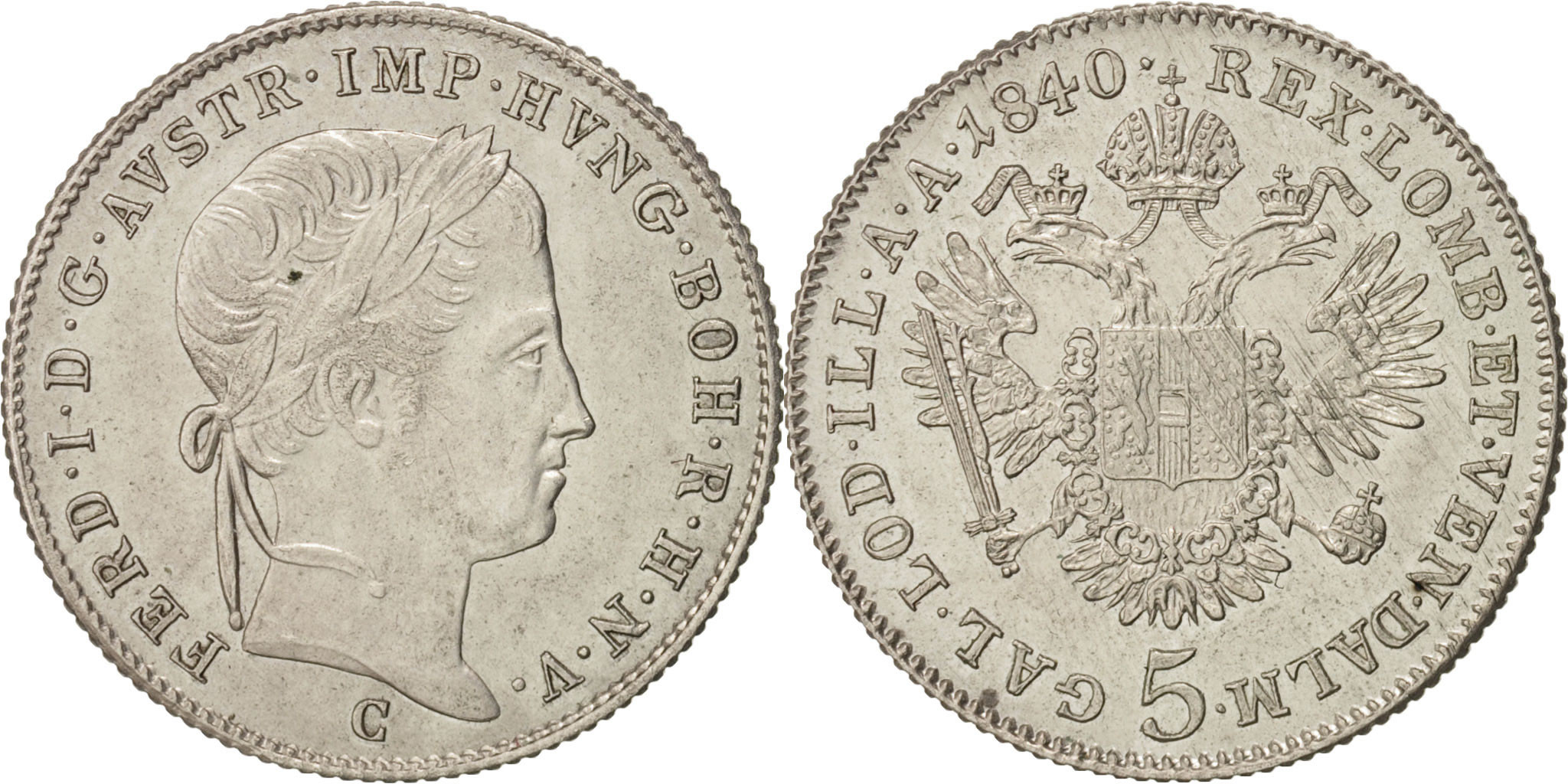 Austria, Ferdinand I, 5 Kreuzer, 1840, Prague, , Silver, KM:2196