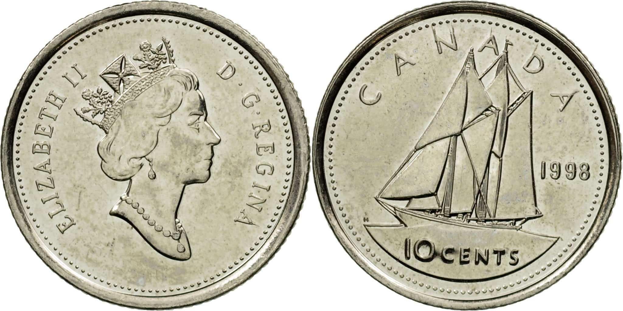 Coin, Canada, Elizabeth II, 10 Cents, 1998, Royal Canadian Mint