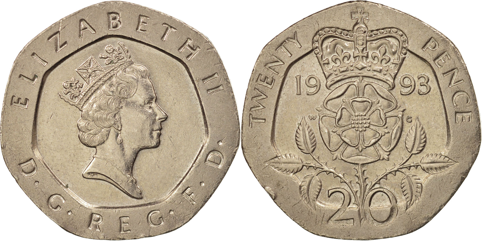Great Britain, Elizabeth II, 20 Pence, 1993, , Copper-nickel, KM:939