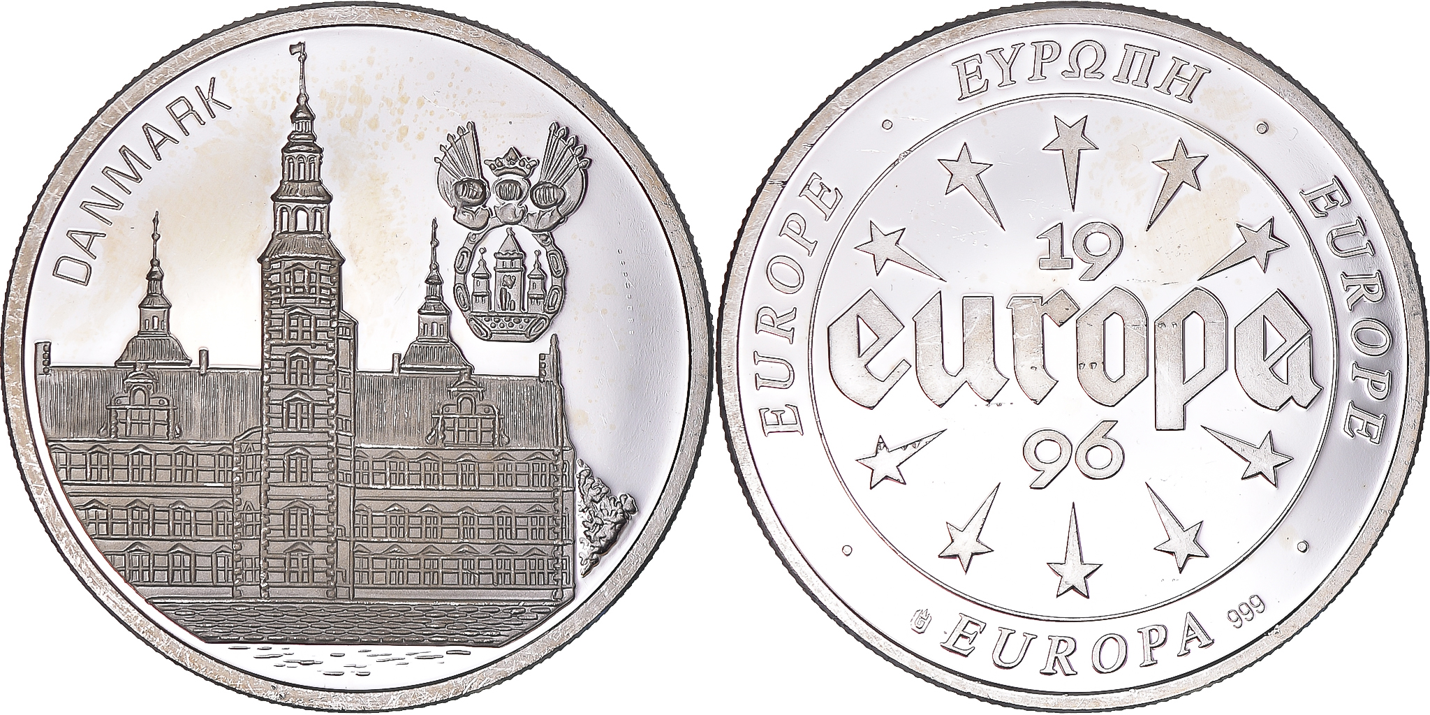 ユーロ コレクション 66ユーロになります、 France, Medal, Europa, 1996, Denmark, , Silver | Tokens & Medals