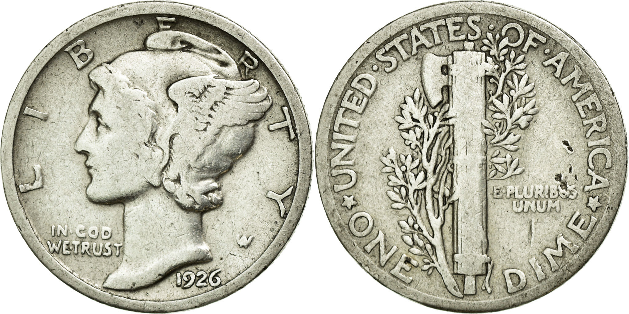 Coin, United States, Mercury Dime, Dime, 1926, U.S. Mint, Philadelphia
