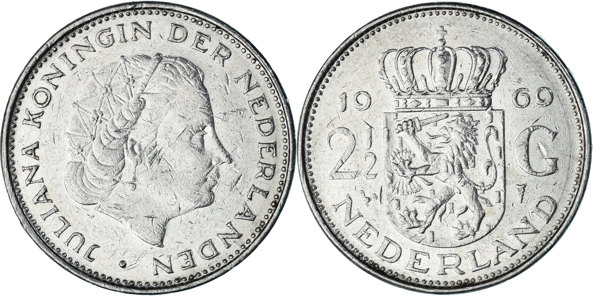 Coin, Netherlands, 2-1/2 Gulden, 1969 | European Coins