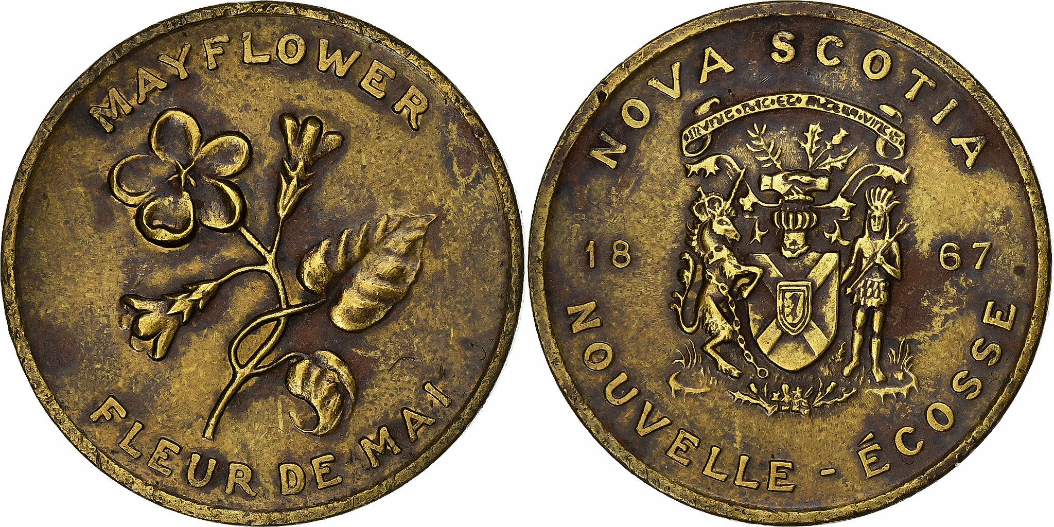 クーランマラン、バイオバランス Canada, Medal, Nova Scotia - Mayflower, 1867, Bronze, | Tokens