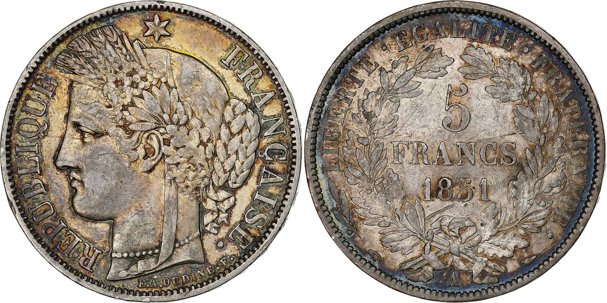 France, 5 Francs, Cérès, 1851, Paris, Silver, , Gadoury:719, KM:761.1 France, 5 Francs, Cérès, 1851, Paris, Silver, , Gadoury:719, KM:761.1