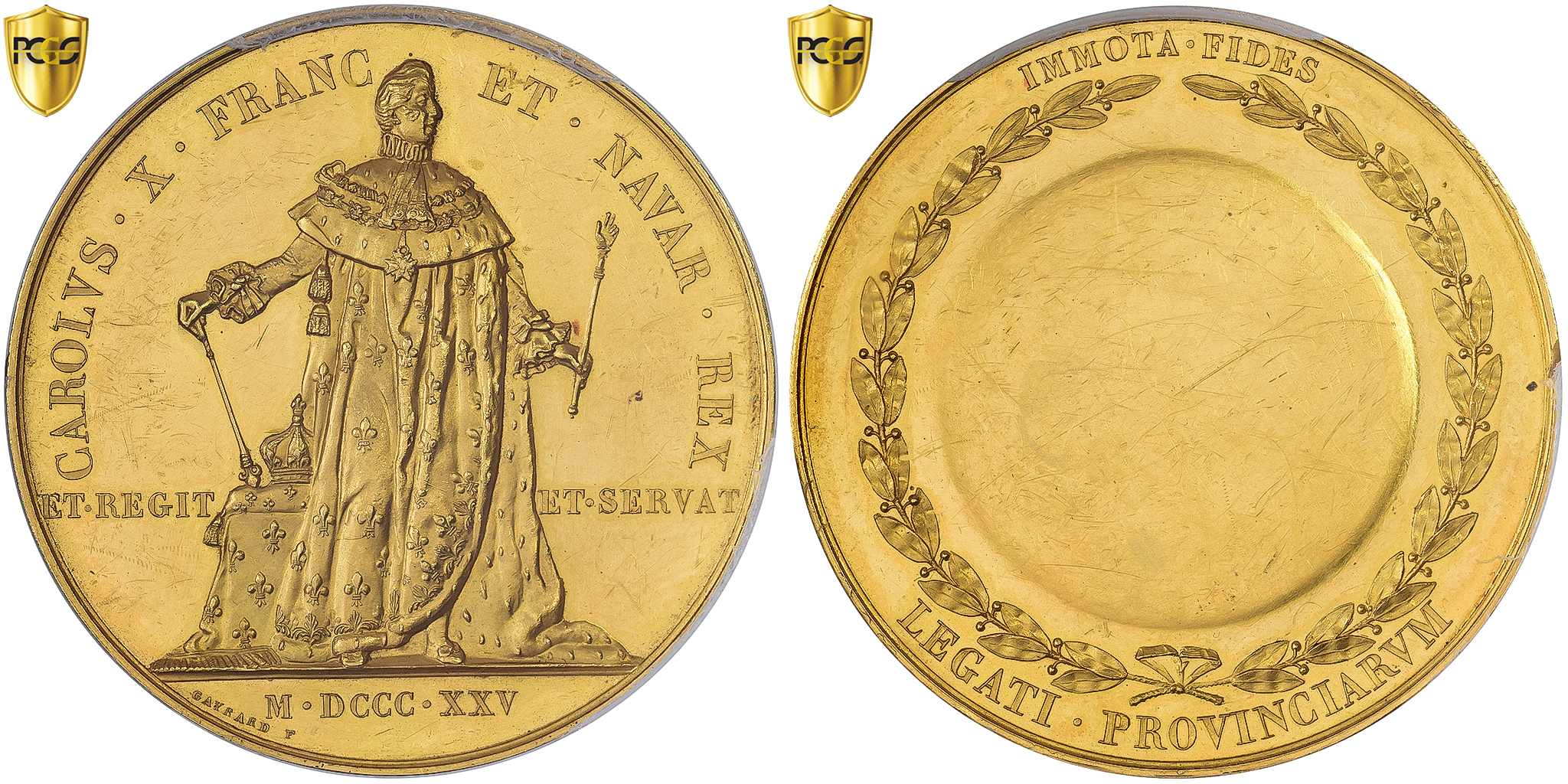 France, Medal, Sacre of Charles X,1825, Gold, Gayrard, PCGS, Test