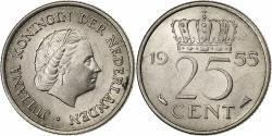 World Coins - Netherlands, Juliana, 25 Cents, 1955, Nickel, , KM:183