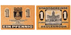 World Coins - Banknote, Germany, Zeulenroda, 1 Pfennig, Blason, 1920 UNC(63) Mehl:Z8.4c