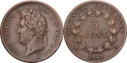 World Coins - French Colonies, Louis Philippe I, 5 Centimes, 1841, Paris, Bronze,