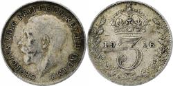 World Coins - Great Britain, George V, 3 Pence, 1916, London, Silver,