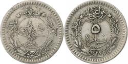 World Coins - Turkey, Muhammad V, 5 Para, 1913/AH1327, Qustantiniyah, Nickel,