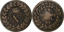 World Coins - France, Napoleon I, Decime, Dupré, 1815, Strasbourg, Copper,