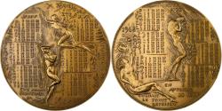 World Coins - France, Medal, Calendrier, Adam et Eve, 1968, Bronze, Corbin,
