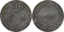 World Coins - Guyana, Louis XVI, 2 Sous, Colonie de Cayenne, 1789, Paris, Copper,