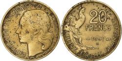 World Coins - France, 20 Francs, Guiraud, 1951, Beaumont - Le Roger, Aluminum-Bronze