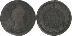 World Coins - France, Dupré, 1 Décime, AN 8, Metz, Avers 5 Centimes, , Bronze