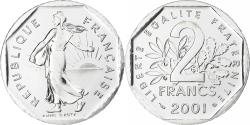 World Coins - France, 2 Francs, Semeuse, 2001, Monnaie de Paris, BU, Nickel,