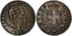 World Coins - Italy, Vittorio Emanuele II, 5 Lire, 1862, Naples, Rare, Silver,