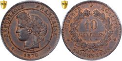 World Coins - France, 10 Centimes, Cérès, 1870, Paris, Bronze, PCGS, , Gadoury:265