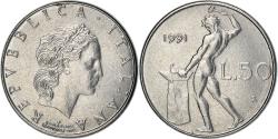 World Coins - Coin, Italy, 50 Lire, 1991, Rome, Proof, , Stainless Steel, KM:95.2