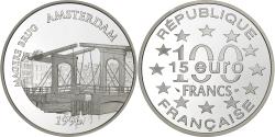 World Coins - France, 100 Francs-15 Euro, Magere Brug, Amsterdam, 1996, Paris, Silver