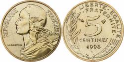 World Coins - France, 5 Centimes, Marianne, 1998, Pessac, BU, Aluminum-Bronze,