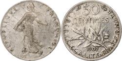 World Coins - France, Semeuse, 50 Centimes, 1907, Paris, , Silver, KM:854