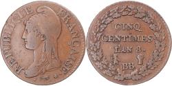 World Coins - Coin, France, Dupré, 5 Centimes, AN 8, Strasbourg, , Bronze