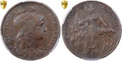 World Coins - France, 5 Centimes, Daniel-Dupuis, 1921, Paris, Bronze, PCGS, , Gadoury:165