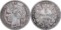 World Coins - France, 5 Francs, Cérès, 1851, Paris, Silver, , KM:761.1