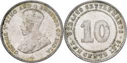 World Coins - Straits Settlements, George V, 10 Cents, 1918, British Royal Mint, Silver